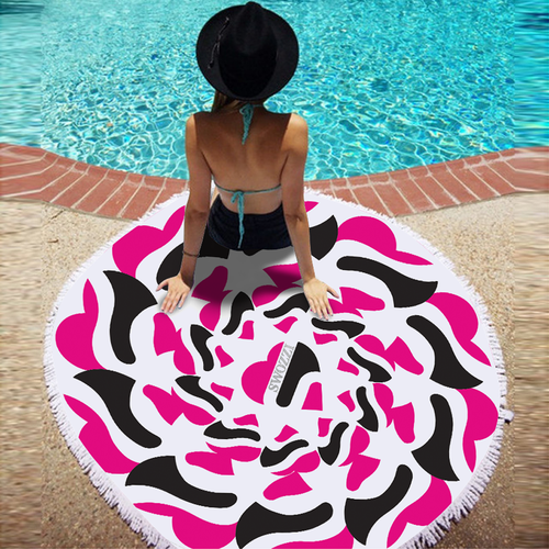 Textile design with the title 'Promotional towel design for a swimsuit brand'