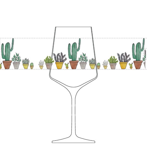 Glasses artwork with the title 'Wine glass wrap around'