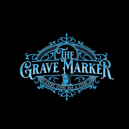 Cemetery design with the title 'Vintage grave researcher logo'