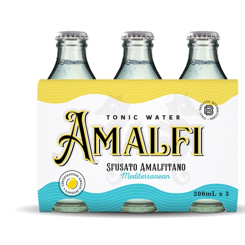 Mediterranean design with the title 'Summer Amalfi Look for Tonic Water'