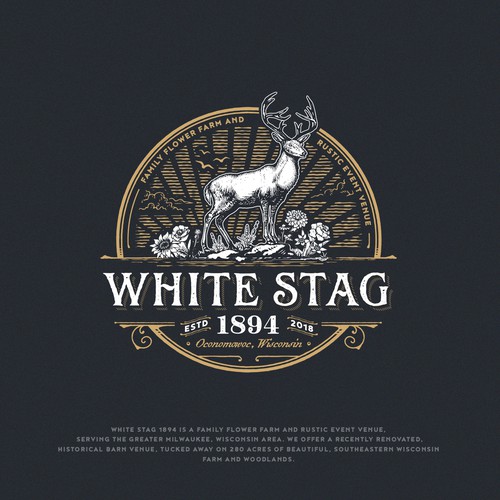 Deer logo with the title 'White Stag logo'