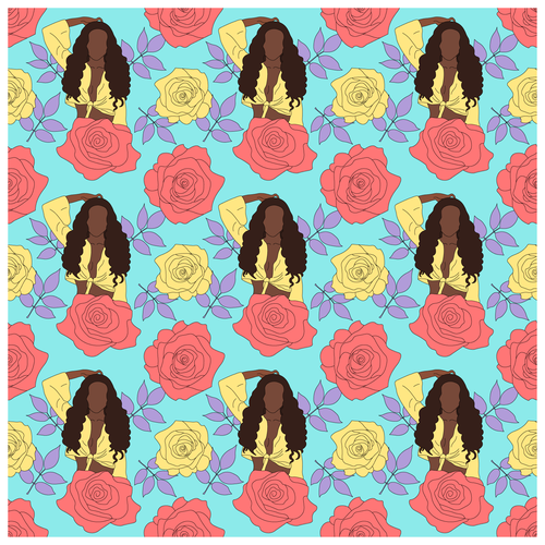 Girl artwork with the title 'Pattern design'