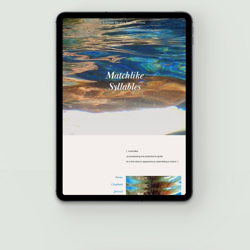 Literature design with the title 'A website for poet Anna Morrison, California.'