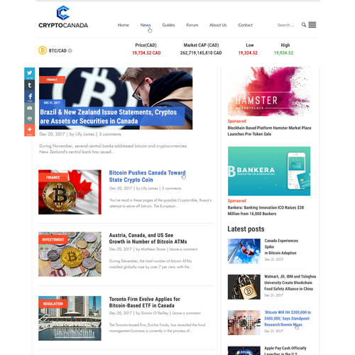 News website with the title 'Website for cryptocurrency news'