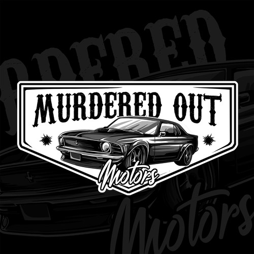 Mustang logo with the title 'murdered out motors logo'
