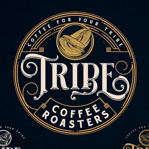 Coffee bean design with the title 'Design Tribe Coffee's look and logo'