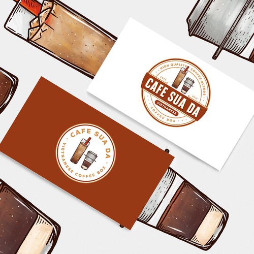 Beverage logo with the title 'Cafe Sua Da'