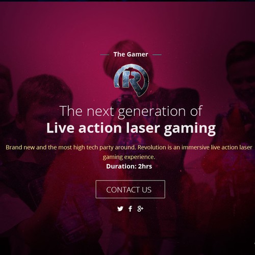 Event planning design with the title 'kids party landing page'