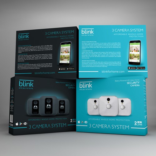 Redesigned packaging with the title 'Box desing for security camera system'