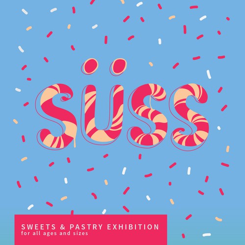 Flyer logo with the title 'SÜSS - logo for pastry and sweets exhibition'