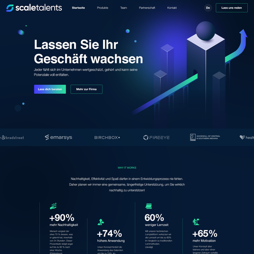 Futuristic website with the title 'ScaleTalents Creative Web Design'