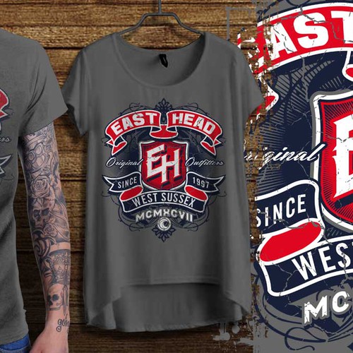 Ribbon design with the title 'CLOTHING T SHIRT'