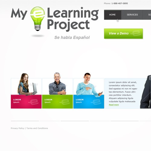 Business website with the title 'Website Design for My eLearning Project Inc.'