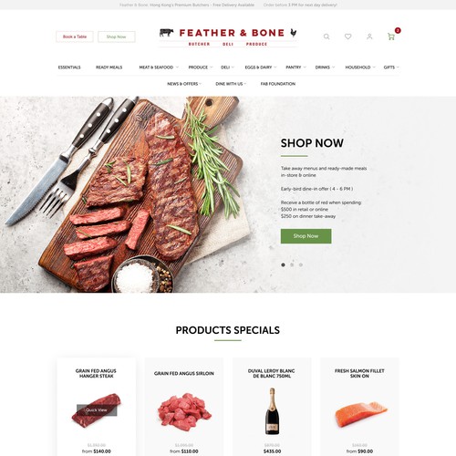 Food website with the title 'butchers'