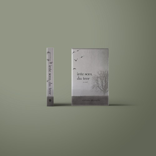 Gray book cover with the title 'Inte Som Du Tror Novel Book Cover Design'