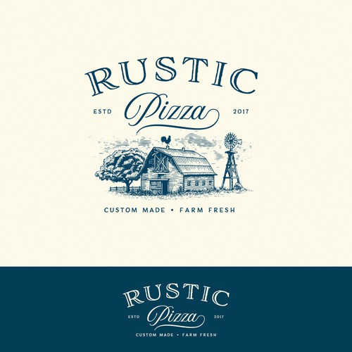Barn logo with the title 'Logo for Rustic Pizza'