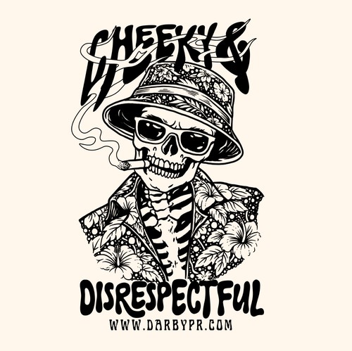Skull illustration with the title 'Cheeky and Disrespectful tshirt design'