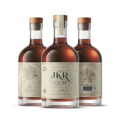 Rum label with the title 'JKR Rum'