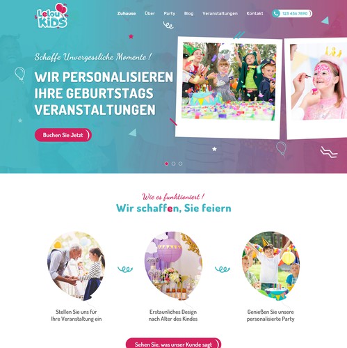 Birthday design with the title 'Leloukids, Eventagency for kids in Germany'