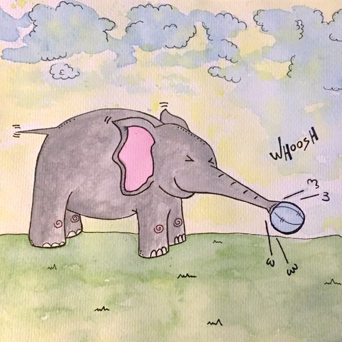 Elephant artwork with the title ' Illustration Pongaloo childrens' book series'