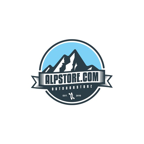 Kayaking logo with the title 'Logo für Outdoorshop ´Alpstore´'