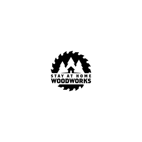 Carpentry design with the title 'Logo Design for Stay at Home Woodworks'