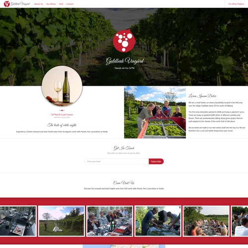 Red website with the title 'wine farm website'