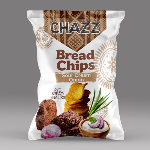 Chip design with the title 'Bread Chips Packaging for Chazz Chips'