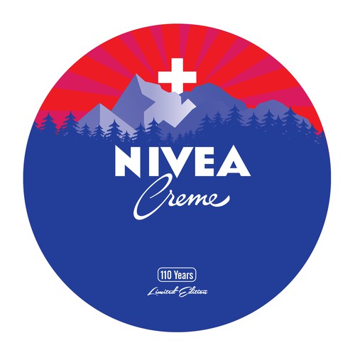 Label artwork with the title 'NIVEA Creme Swiss Anniversary Edition packaging '