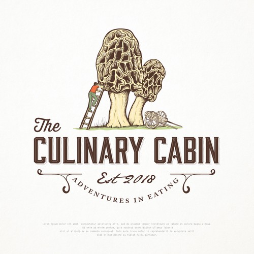 Cabin logo with the title 'MUSHROOM LOGO'