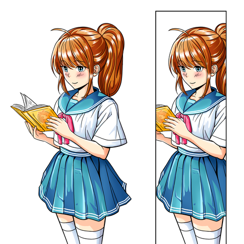 Anime artwork with the title 'Ilustración de personaje'