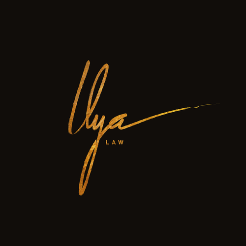 Law firm brand with the title 'Custom lettering logo design for Ilya Law'