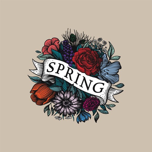 Intricate design with the title 'Burst of spring flowers logo for lifestyle products and art store.'