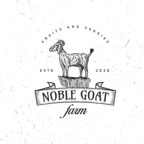 Goat farm logo with the title 'Hand drawn farm logo'