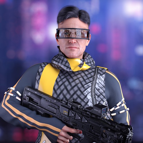 Male design with the title 'NFT Cyberpunk Soldier Avatars'