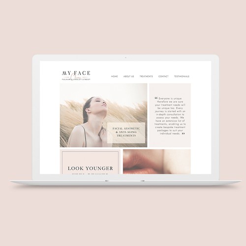 Feminine website with the title 'My Face Clinic Website'