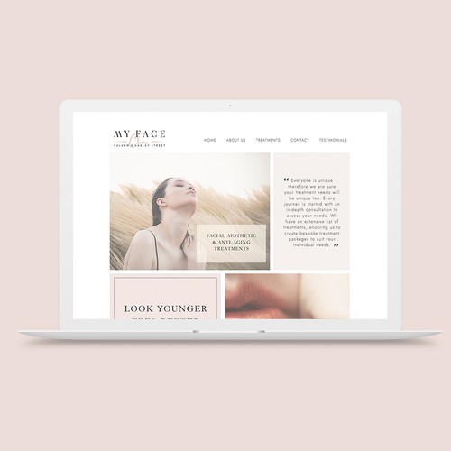 Beauty website with the title 'My Face Clinic Website'