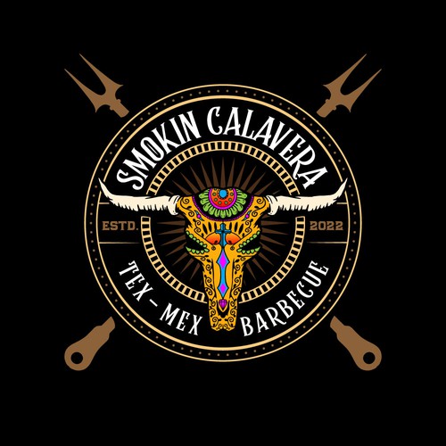 Barbecue design with the title 'BBQ logo incorporating Mexican Culture'