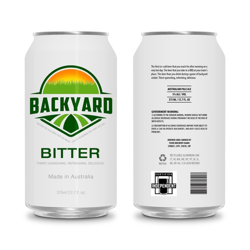 Creative label with the title 'Backyard Bitter'