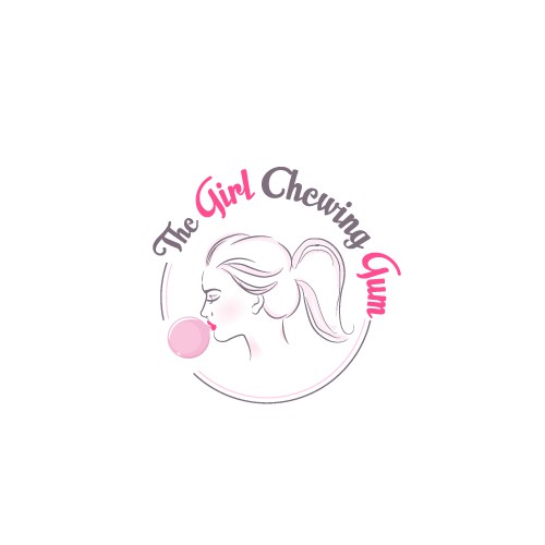 Girly logo with the title 'The girl chewing gum'
