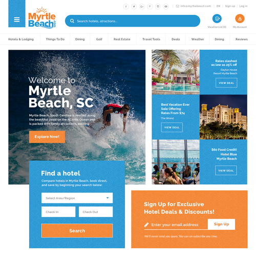 Hotel website with the title 'Beach's tourism Portal Site'