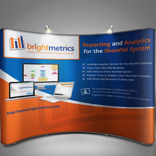 Booth design with the title 'Design our Trade Show Signage'