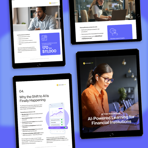 Design with the title 'AI-Powered Learning for Financial Institutions'