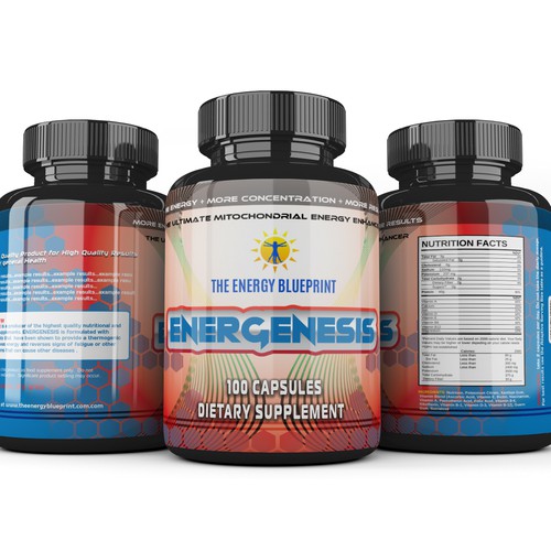 Nutrition label with the title 'energenesis'