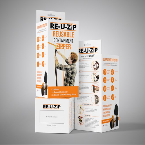 Simple packaging with the title 'Packaging design for Re-U-Zip'