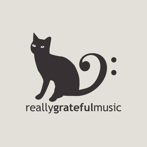 Cat brand with the title 'character and word mark design for music label logo'