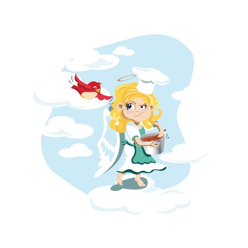 Cook design with the title 'Proud angel illustration'