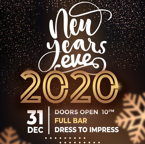 X-mas design with the title 'New Years Eve 2020 poster'