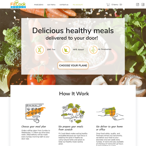 Orange website with the title 'An epic website redesign for meal prep company'