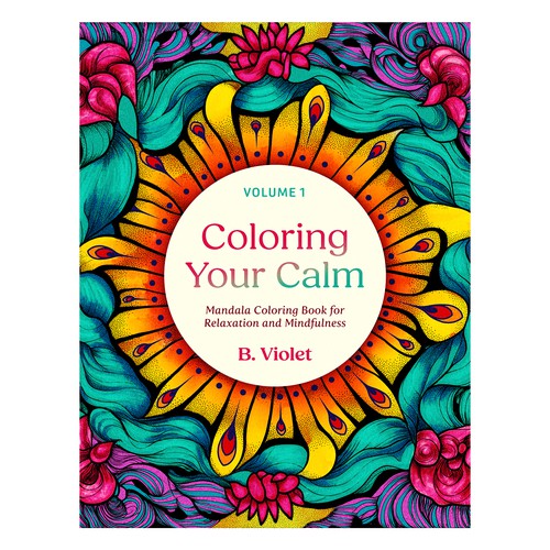 Coloring design with the title 'Coloring Book Cover for Adults'